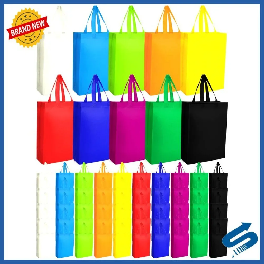 Reusable Non-Woven Tote Bags Bulk Set Eco-Friendly Grocery Shopping